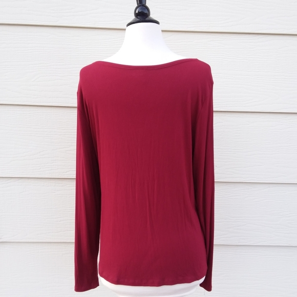 Stars Above Maroon Red Long Sleeve Top L - Picture 4 of 5